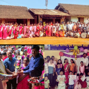 घारपी शाळेचा सत्तरावा वर्धापनदिन साजरा करण्यासाठी अख्ख्या गाव झाला गोळा.